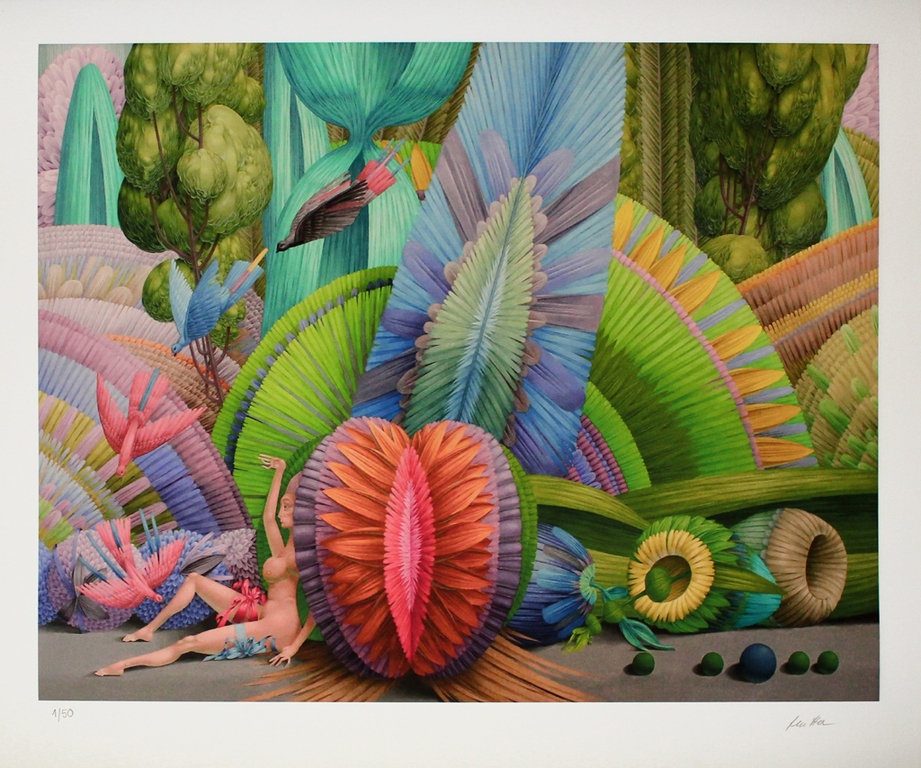 Wolfgang Hutter, zeer kleurrijke glicee, handgesigneerd verkocht voor € 50!