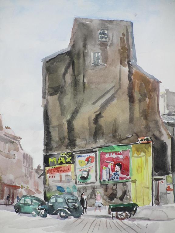 Han Krug, Parijs's stadsgezicht, Aquarel 1959 verkocht voor € 45!