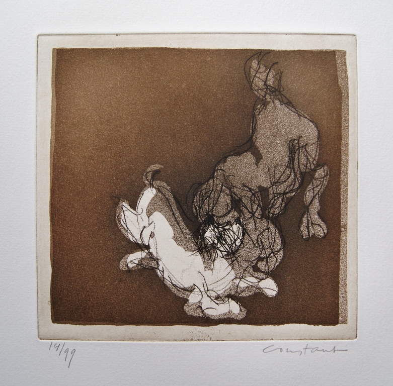 Constant Nieuwenhuijs ets ‘Spelende honden ’ – 1991 verkocht voor € 275!