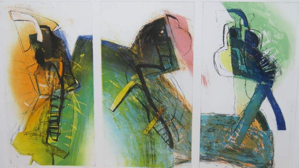 Hans Vredegoor: Ets/Aquatint, Trits - Ingelijst (groot) verkocht voor € 70!