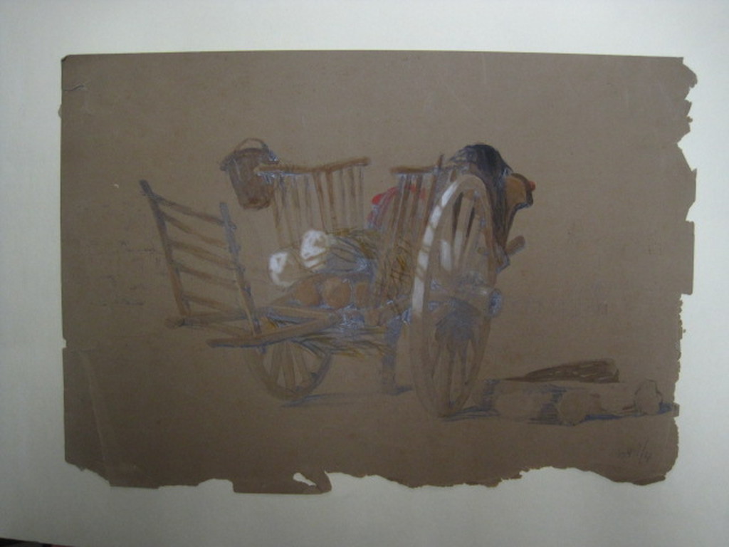 Bijzondere 19e Eeuwse Engelse Aquarel "Paard en wagen" gesigneerd "Bright"   kopen? Bied vanaf 1!