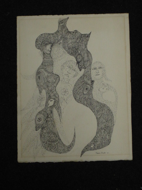 Zeldzame Oostindische Inkttekening "vogelfiguur"  van Paula Sluiter (1903-1993)  kopen? Bied vanaf 1!