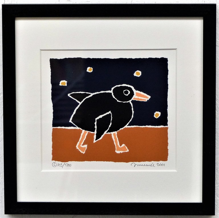 Hans Innemee,Zeefdruk op papier, Ingelijst,Handgesigneerd,Titel Duck verkocht voor € 50!