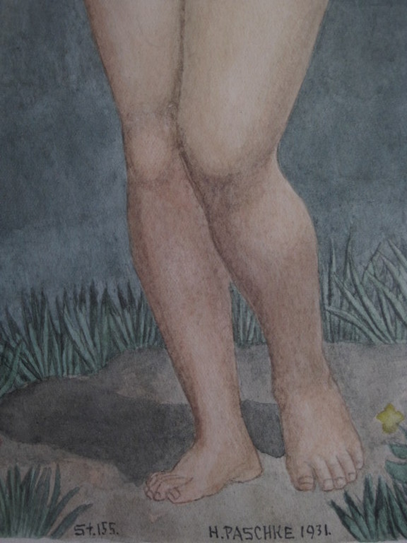 H.Paschke 1931 aquarel "staand naakt" sociaal realisme  kopen? Bied vanaf 1!