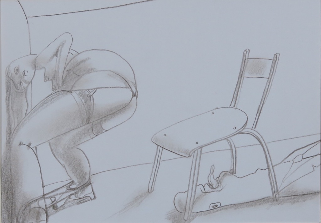 Bart van Hoek: Twee potloodtekeningen, Onder de stoel en Boos meisje kopen? Bied vanaf 1!