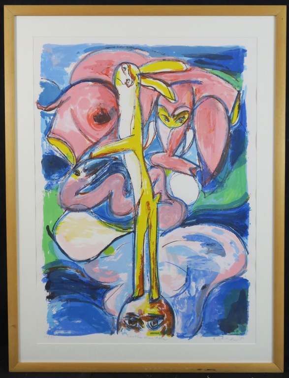 Anton Vrede: Litho, Turtle man dove - Ingelijst (Groot) verkocht voor € 50!