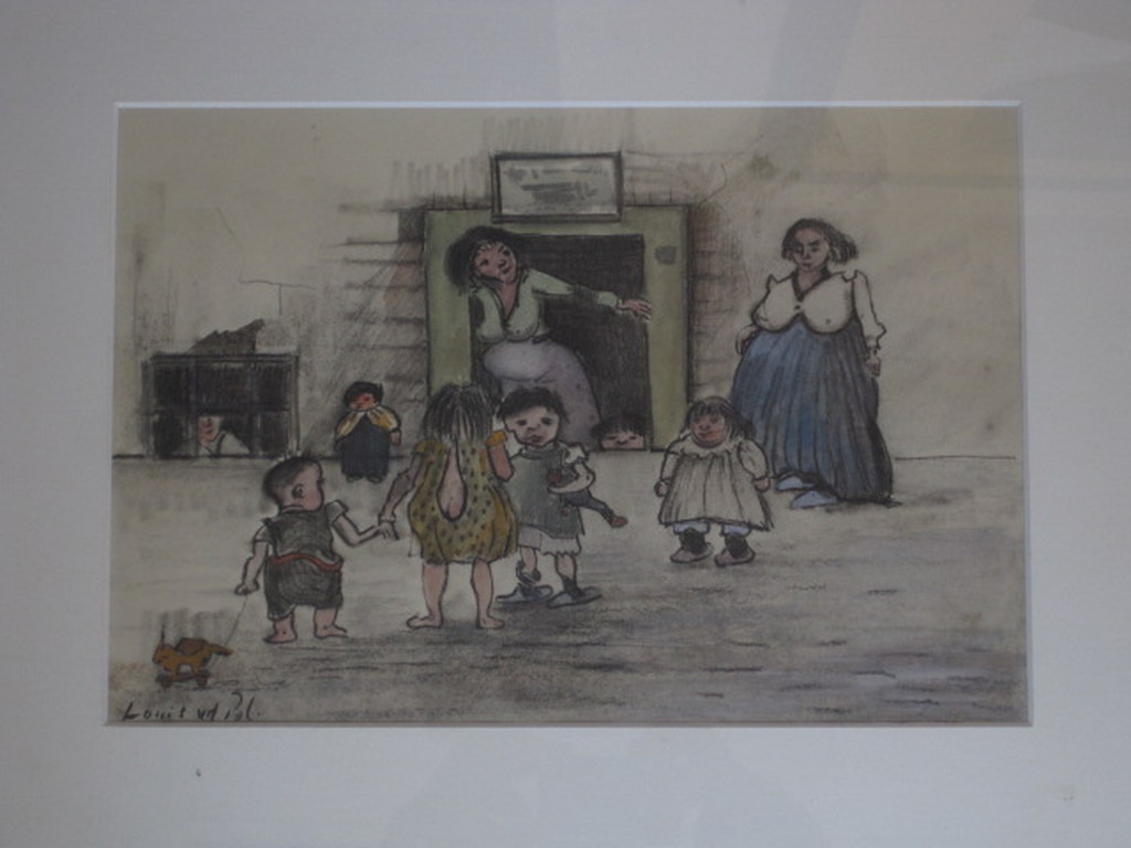 Louis van der Pol 1896-1982 aquarel "op het schoolplein" ca. 1930 kopen? Bied vanaf 1!