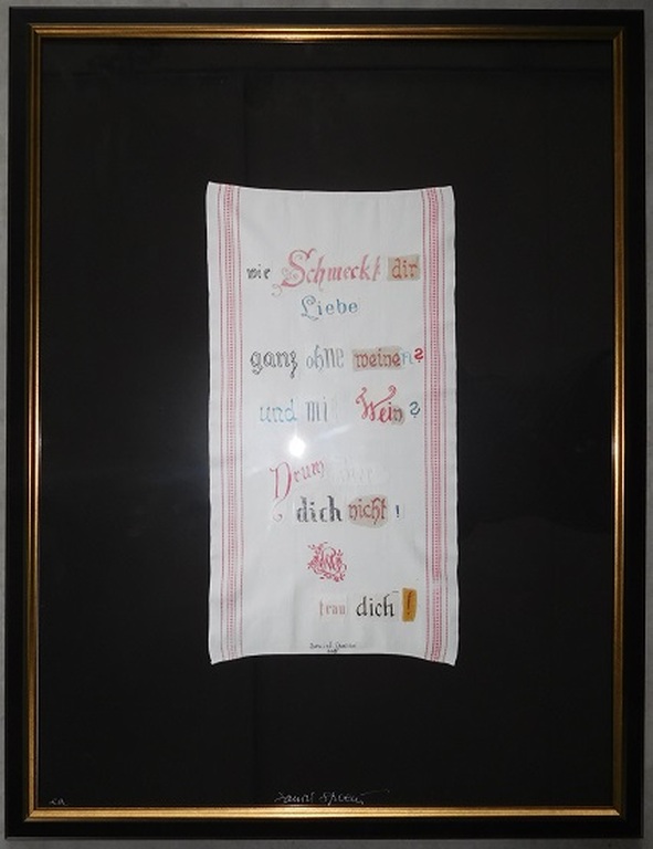 Daniel Spoerri, Zeefdruk van een merklap, 2015, gesigneerd en EA verkocht voor € 125!