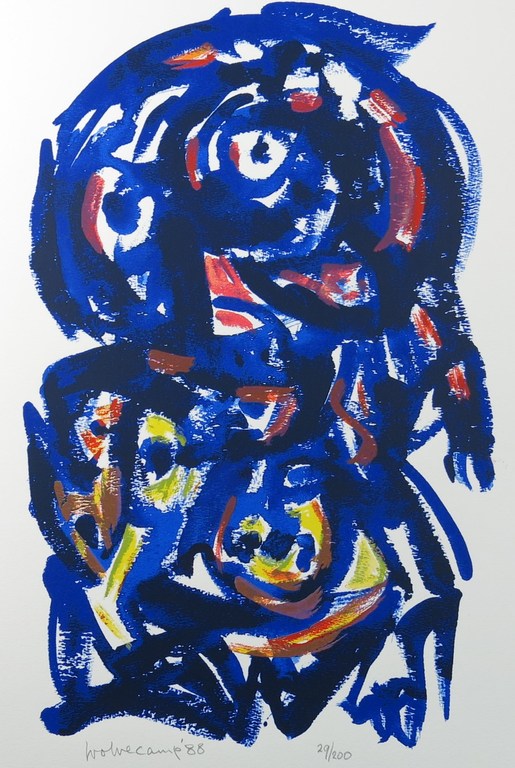 Theo Wolvecamp: Zeefdruk, Blauw figuur kopen? Bied vanaf 150!