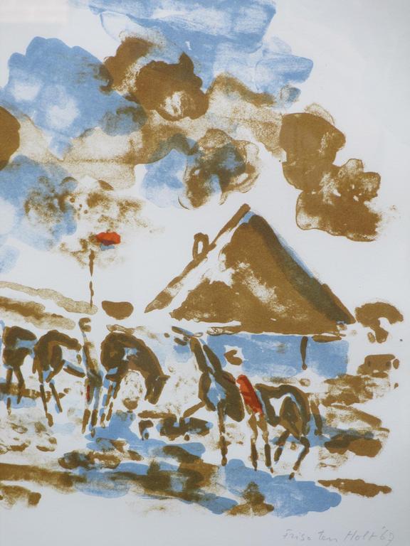 Friso ten Holt, Ruiters in Noord-Hollands landschap, Kleurlitho kopen? Bied vanaf 150!
