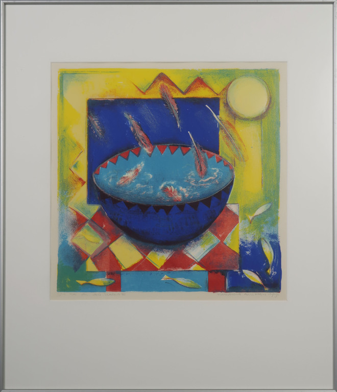 Marianne Aulman: Litho, De val van Icarus II - Ingelijst kopen? Bied vanaf 1!