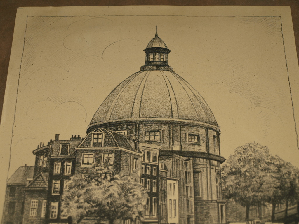 Tekening – Ronde Lutherse Kerk in Amsterdam – Gesigneerd - Oud kopen? Bied vanaf 1!