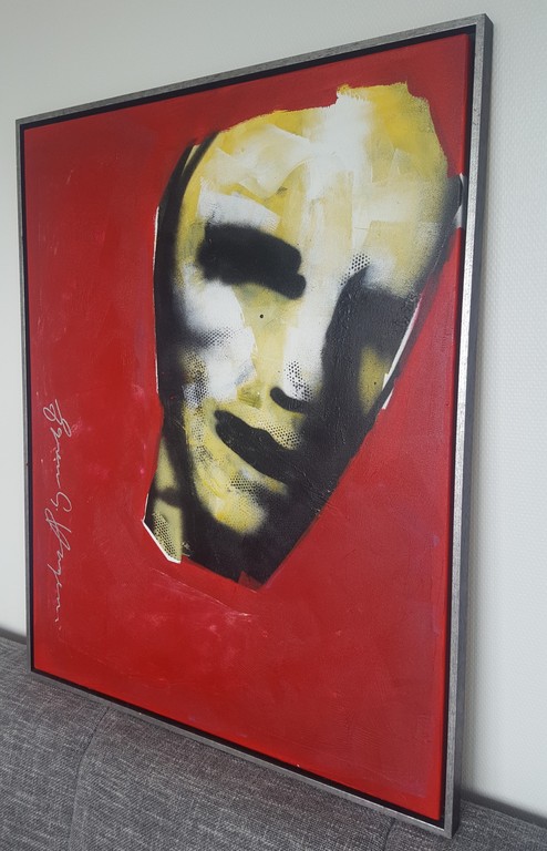 Espen Greger Hagen: acryl op doek, Head in Red kopen? Bied vanaf 400!