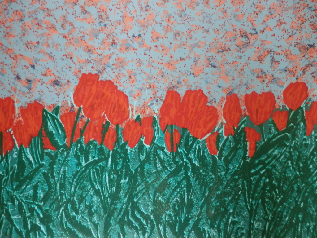 AD van HASSEL  Gr Zeefdruki   RODE TULPEN  Handgesigneerd kopen? Bied vanaf 1!