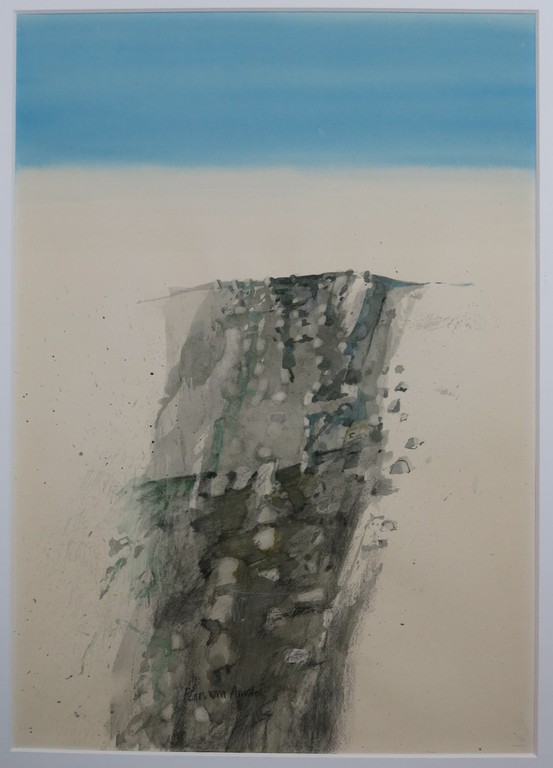 Jaap Ploos van Amstel: Aquarel, Zonder titel (strand) verkocht voor € 35!