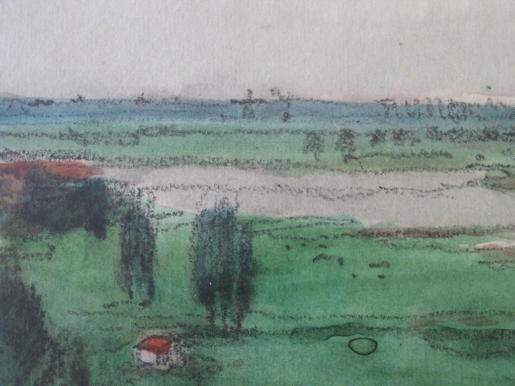 Sfeervolle Gouache "de Ooijpolder bij Nijmegen" door Derk Wiggers 1866-1933  kopen? Bied vanaf 1!