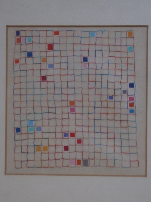 De laatste ! orig borduurwerk op textiel "compositie" van Helene Briels 1954 - verkocht voor € 134!