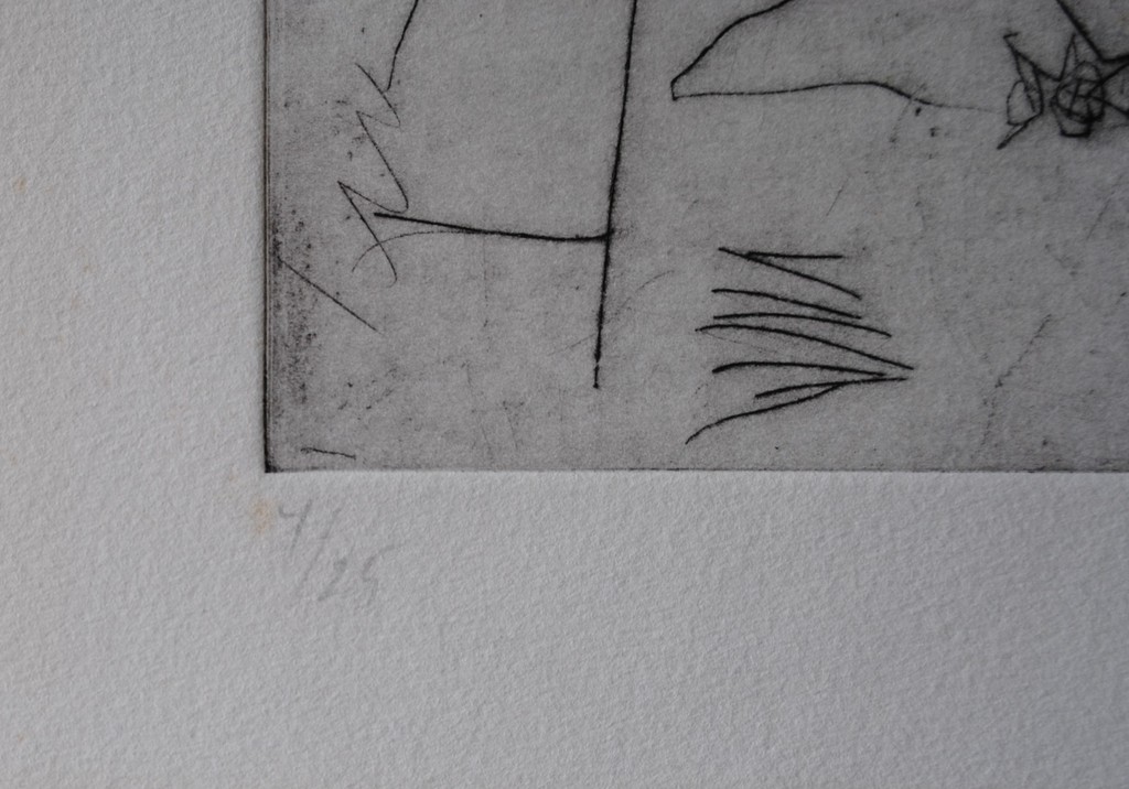 Ger Lataster - ets (zwart-wit): vrijend paartje - 1955 : ZÉÉR BIJZONDER!! kopen? Bied vanaf 275!