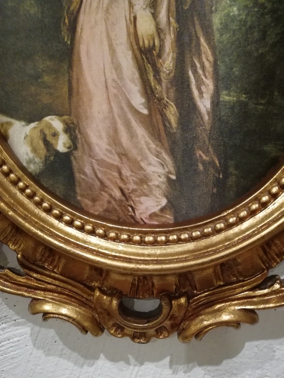 prachtige prent op zijde ingelijst in doorgestoken gipsen en gebronzeerde kader kopen? Bied vanaf 20!