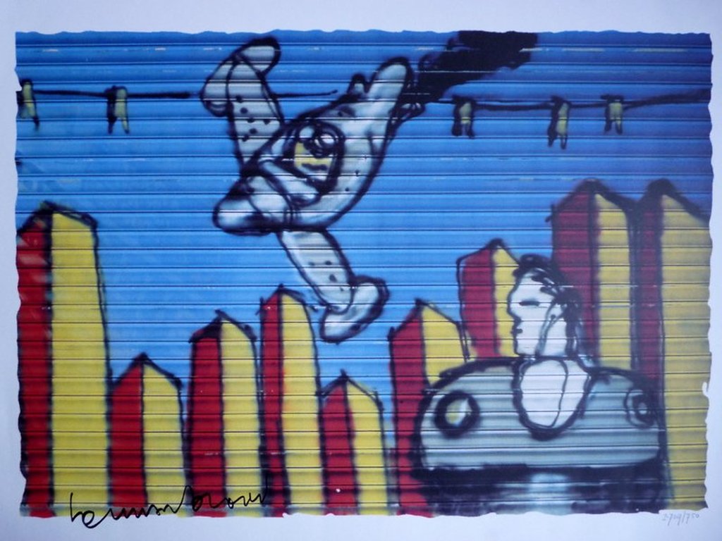 Herman Brood, zeefdruk "Vliegtuig" verkocht voor € 46!