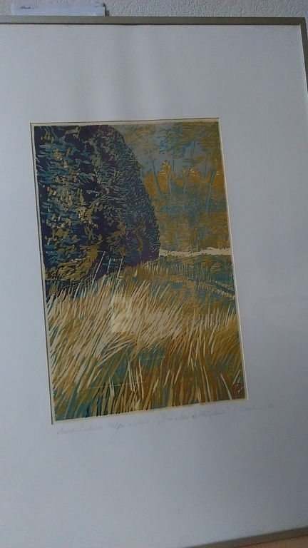E.Urselmann: "Bos achter de Slotpleats", Houtsnede in kleur, 1982. kopen? Bied vanaf 50!