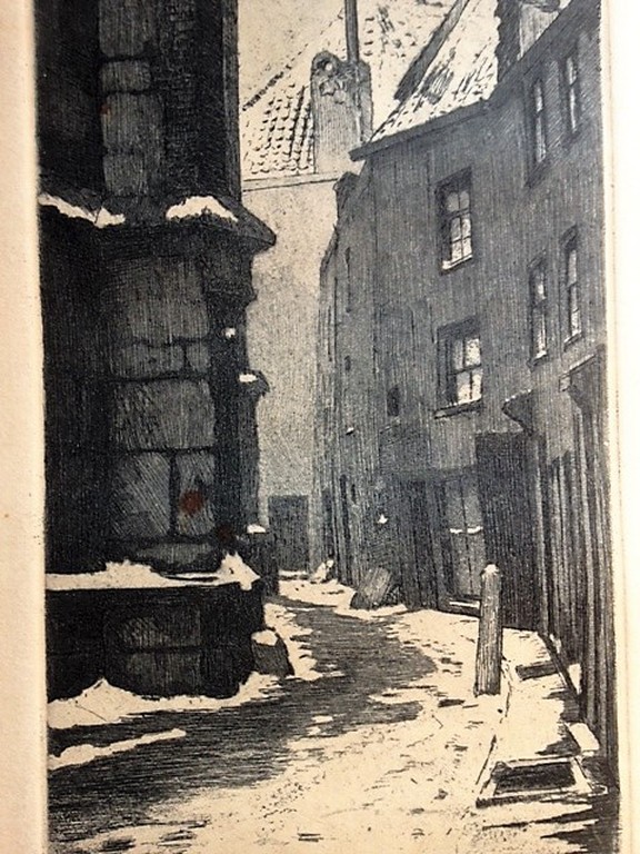 Eugene Lucker (1876-1943), grafiek, Oud stadsgezicht kopen? Bied vanaf 45!