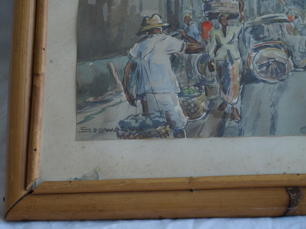 Soewardja : Aquarel – Stadssgezicht Indonesië - gesigneerd – ca 1935 kopen? Bied vanaf 1!