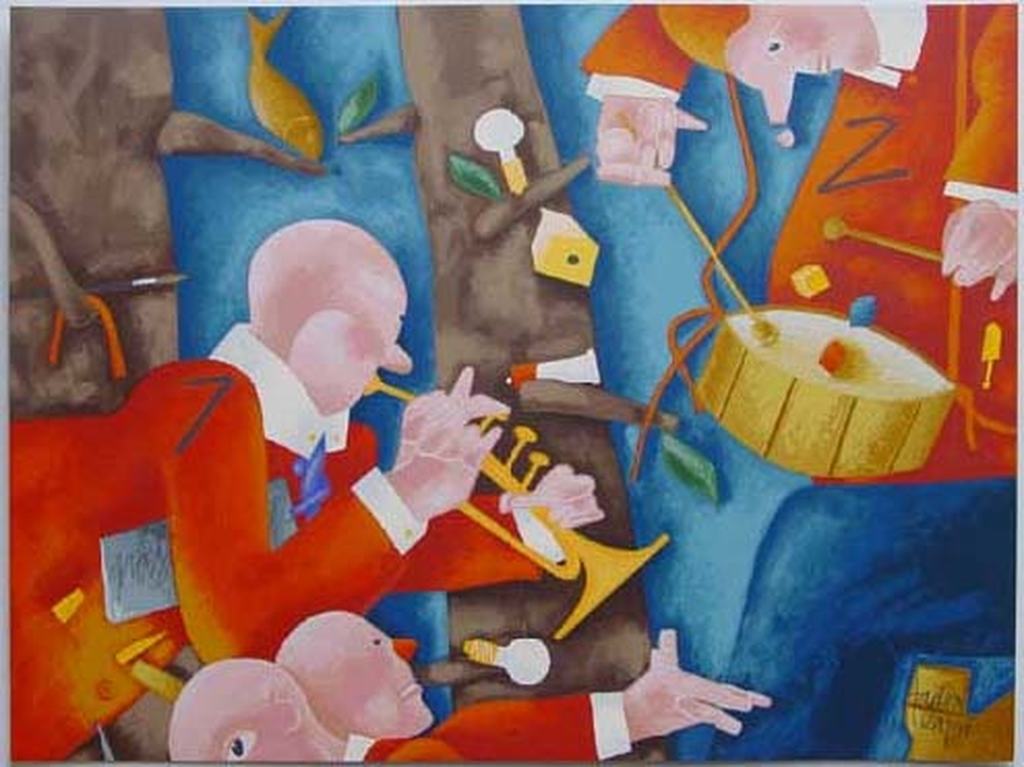 Emilio Tadini, zeefdruk, Suonatori kopen? Bied vanaf 150!