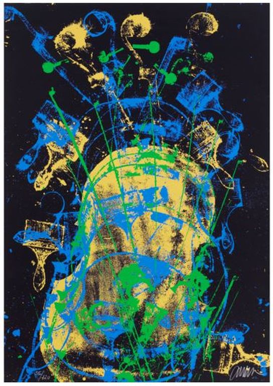 Arman: Portfolio met 3 zeefdrukken, Melody for Strings (Zeer groot) kopen? Bied vanaf 750!