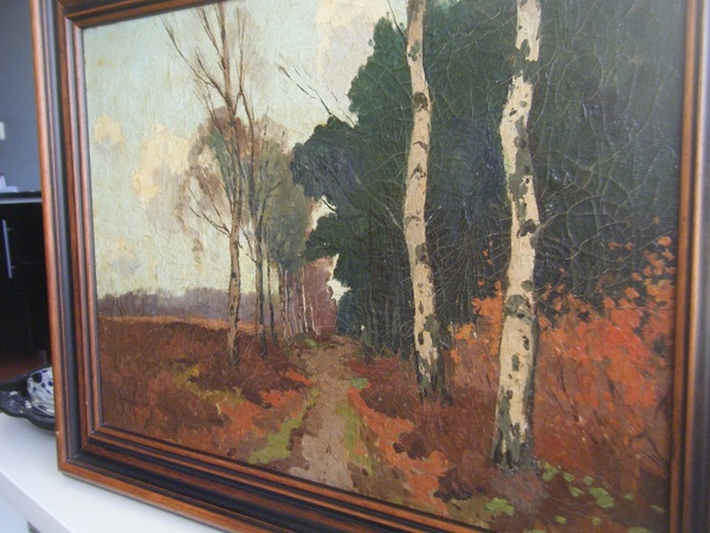 Andries Verleur  1876-1953    Olieverf op doek   ,Bosrand kopen? Bied vanaf 1!