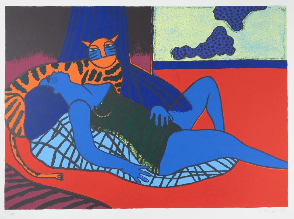Corneille: Portfolio met 3 zeefdrukken in map, Femme entre tigre et oiseau  kopen? Bied vanaf 450!