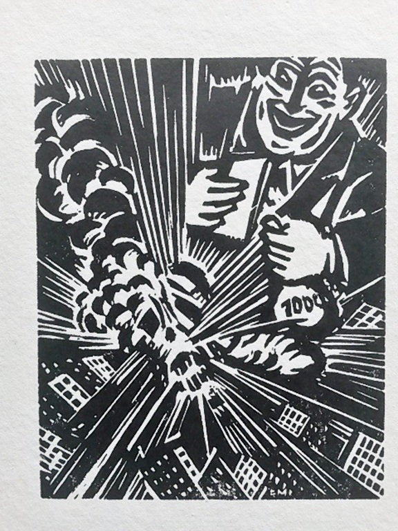 Frans Masereel, houtsnede, Profite omstreeks 1949 verkocht voor € 40!