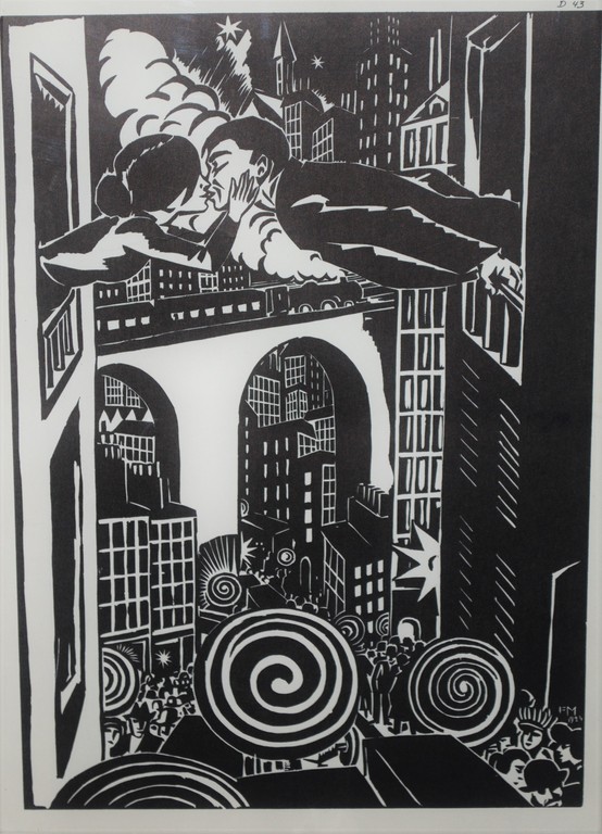 Frans Masereel--De Kus--mooi ingelijste houtsnede uit 1924 kopen? Bied vanaf 69!