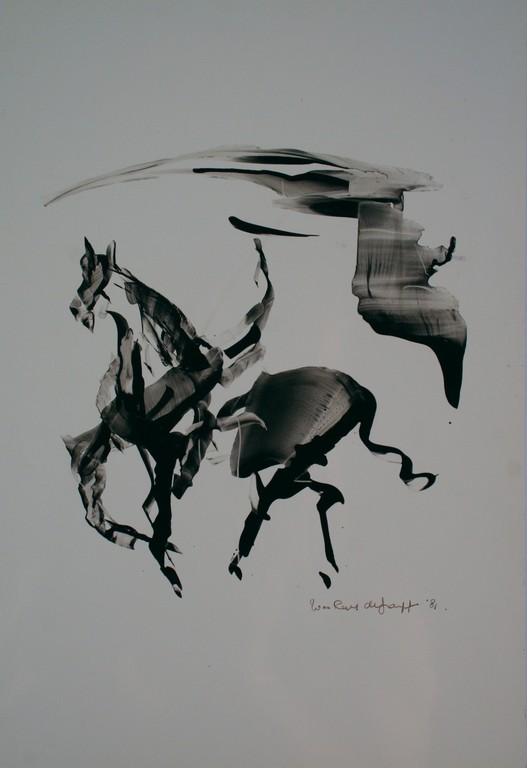 onbekend - acrylverf op glossy papier - paard - 1981 - gesigneerd kopen? Bied vanaf 1!