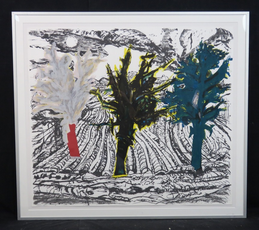 Hans Ebeling Koning: Zeefdruk, Landschap - Ingelijst kopen? Bied vanaf 35!