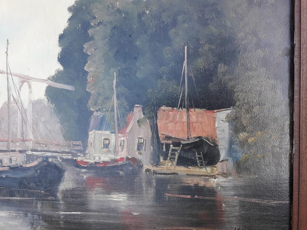 Jan Kelderman, ( 1914 - 1990) Dorpsgezicht Edam. kopen? Bied vanaf 50!