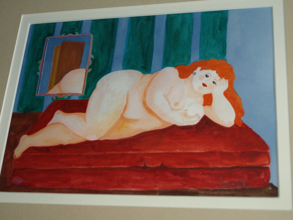 Dame op divan  – Aquarel – Gesigneerd – Ingelijst  kopen? Bied vanaf 1!