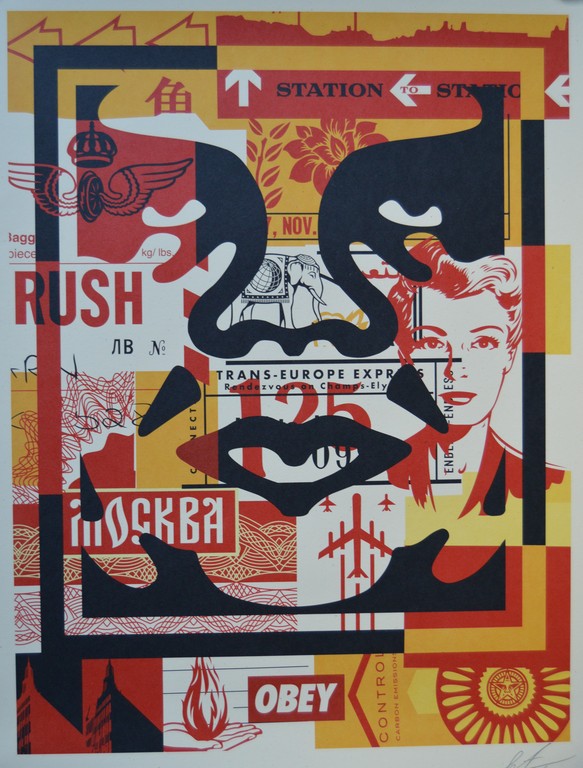 Shepard Fairey (OBEY) - Obey 3 face collage #2 - offset - gesigneerd kopen? Bied vanaf 59!