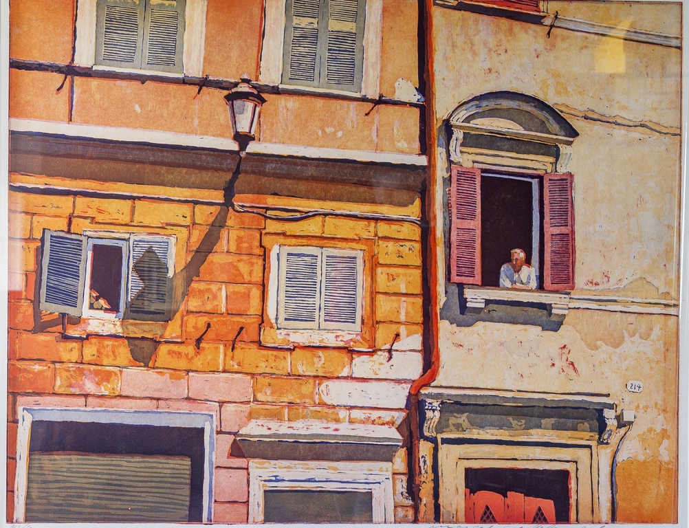 Marcel Schellekens kleuren ets - 2006 - ingelijst groot. verkocht voor € 150!