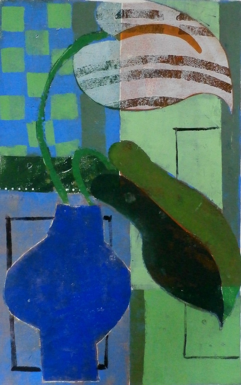 Pieter Klazen - grote acryl op papier: Juffertje in 't groen - 1998 verkocht voor € 125!