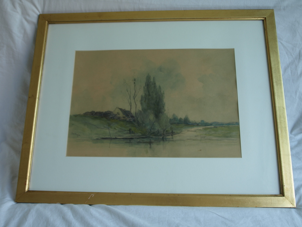 Antoon Markus : Aquarel en pastel – Populieren - gesigneerd & ingelijst – 1908 kopen? Bied vanaf 75!