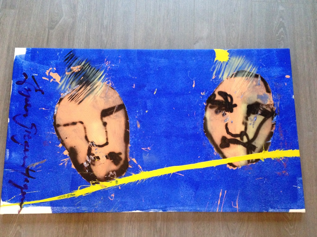Kleurrijk origineel schilderij van Espen Greger Hagen (110x64,5) verkocht voor € 195!