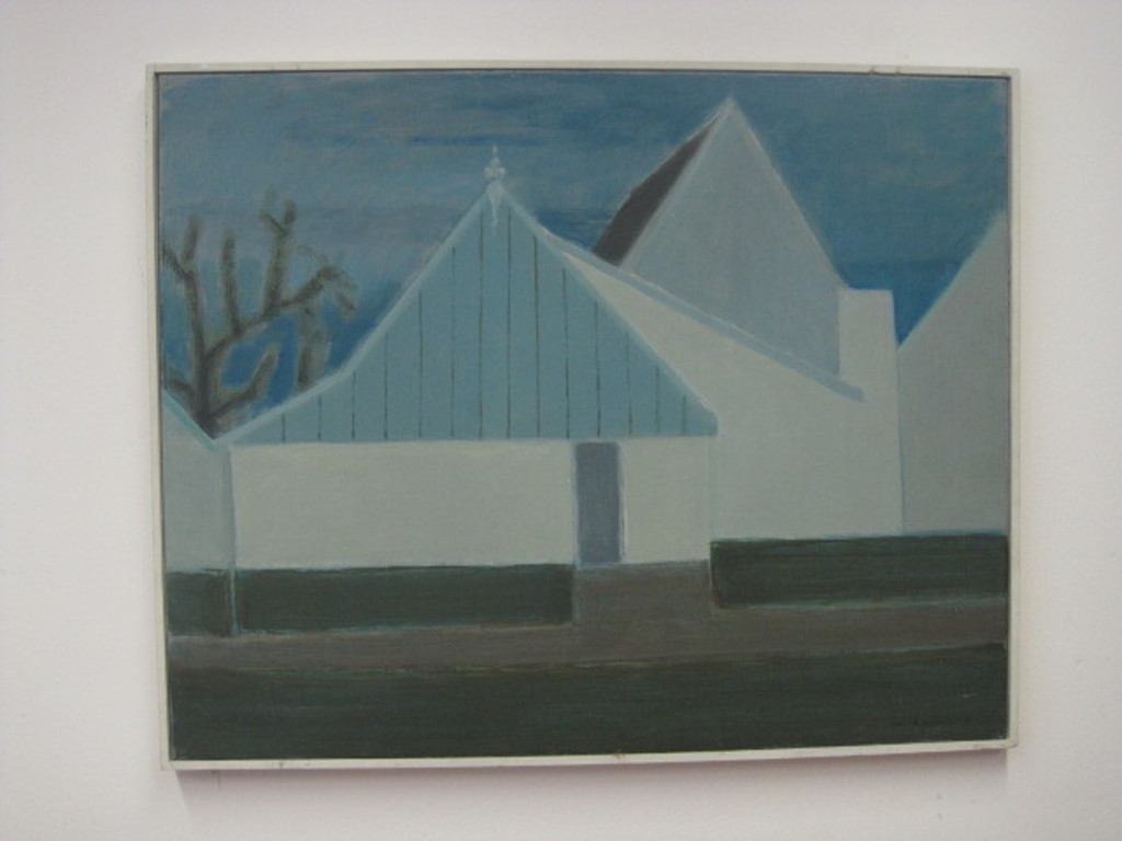 Dick Zwier (1915-1993) olieverf "Huisjes Noord Holland" 1987 verkocht voor € 170!