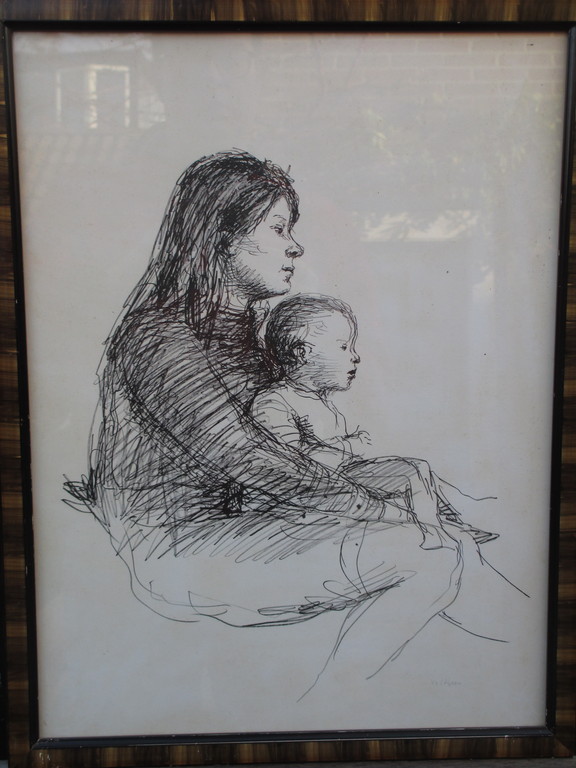 Aat Veldhoen, Moeder en kind, Litho kopen? Bied vanaf 45!