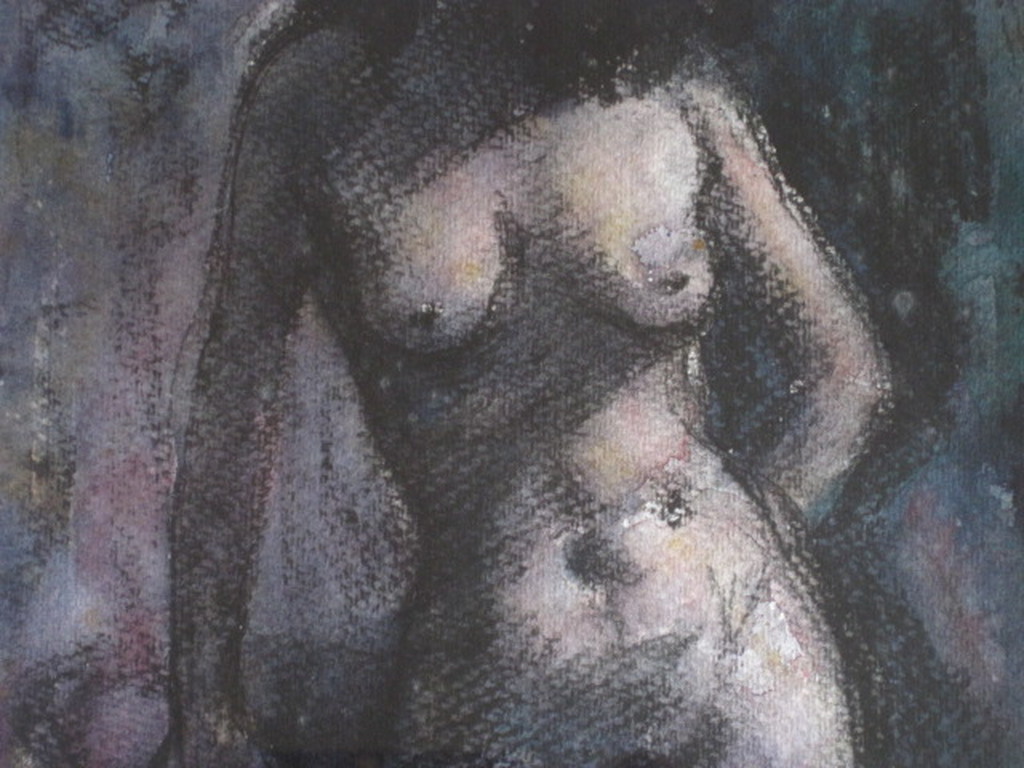 Nieuwe Haagse School Aquarel "Nachtelijk naakt"  Jan vd Veer 1912-2001 kopen? Bied vanaf 1!