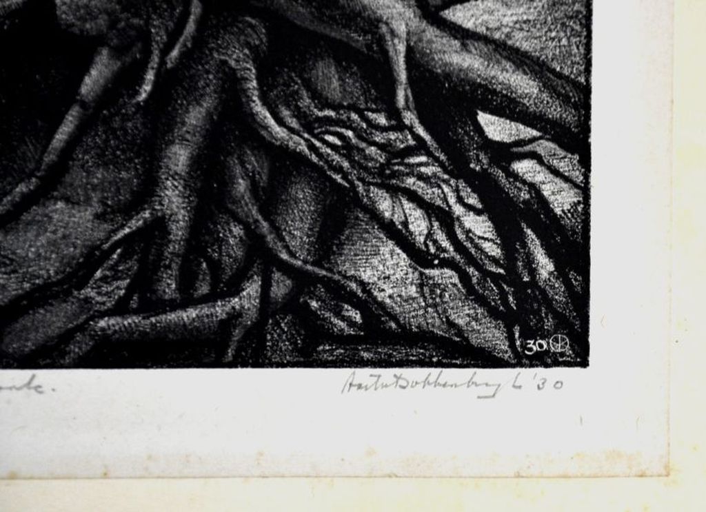 Aart van Dobbenburgh: 2 litho's, Boomstronk en geboorte van zoon Arnold kopen? Bied vanaf 1!