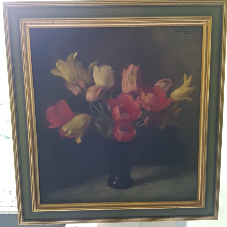 Georg Rueter 1944 - Tulpen in vaas 45 x 48 Cm kopen? Bied vanaf 3000!
