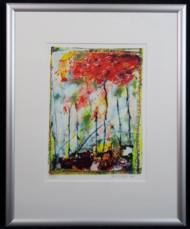 Franz Lauter: Zeefdruk, Bloemen - Ingelijst verkocht voor € 41!