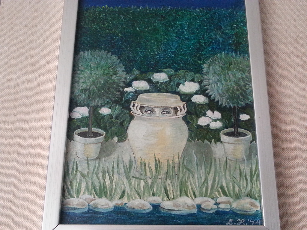 miniatuur schilderijtje. gesigneerd: monogram.  kopen? Bied vanaf 50!