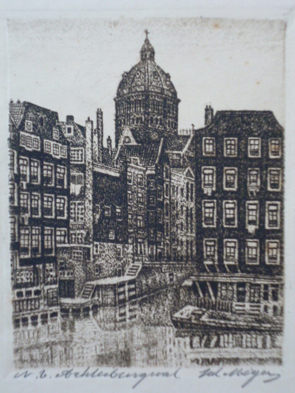 Sal Meijer - ets - O.Z. Voorburgwal (Amsterdam) verkocht voor € 85!